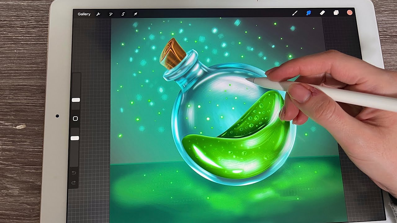 😴 iPad ASMR - Painting a potion glass / Flask - Pure Whispering - Writing Sounds