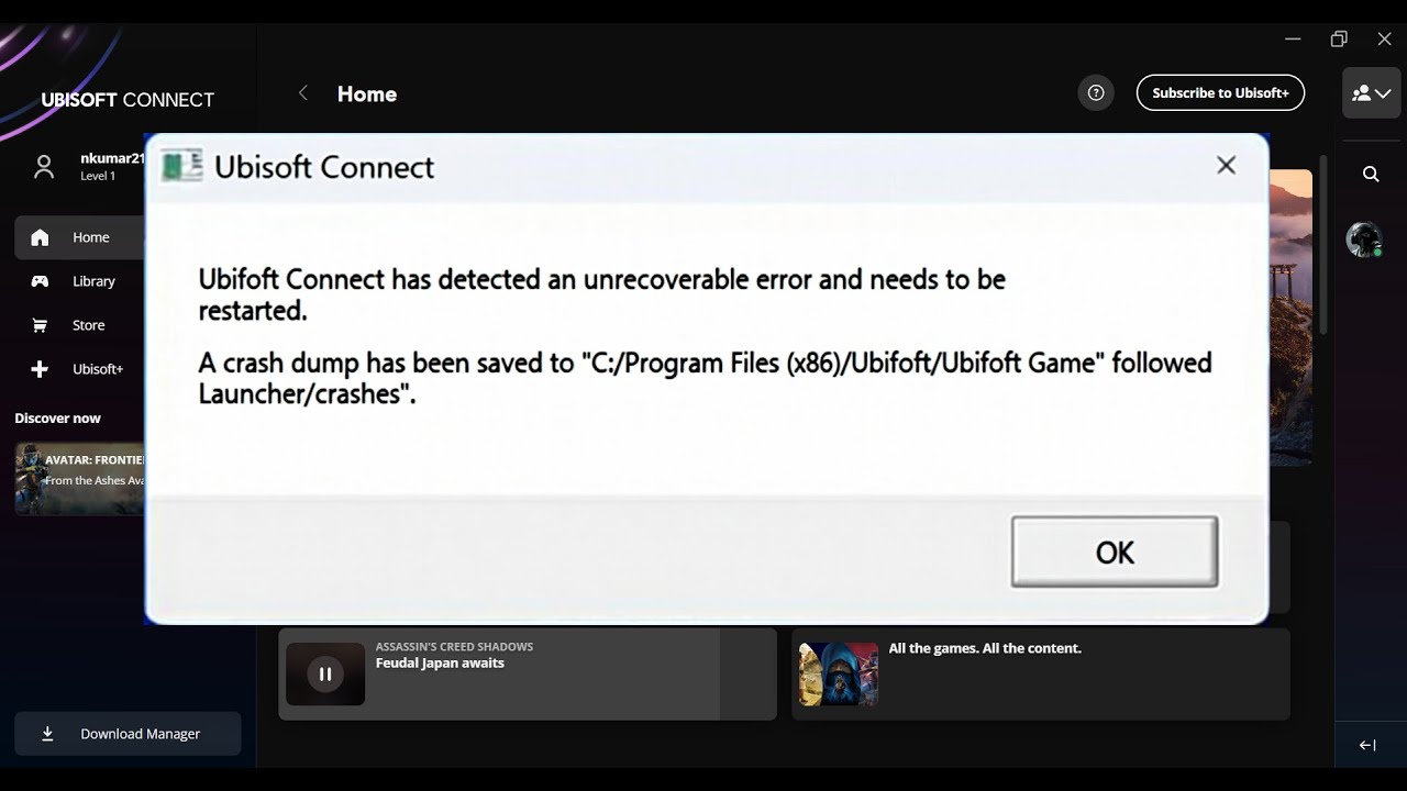 How to fix Ubisoft connect has detected an unrecoverable error and needs to be restarted