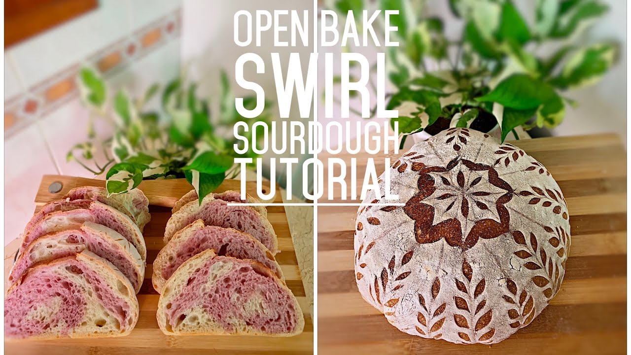Comprehensive Tutorial with Open Bake Technique for Swirl Sourdough Bread 紫薯欧包教学，不需要铸铁锅也可以有兔耳朵，