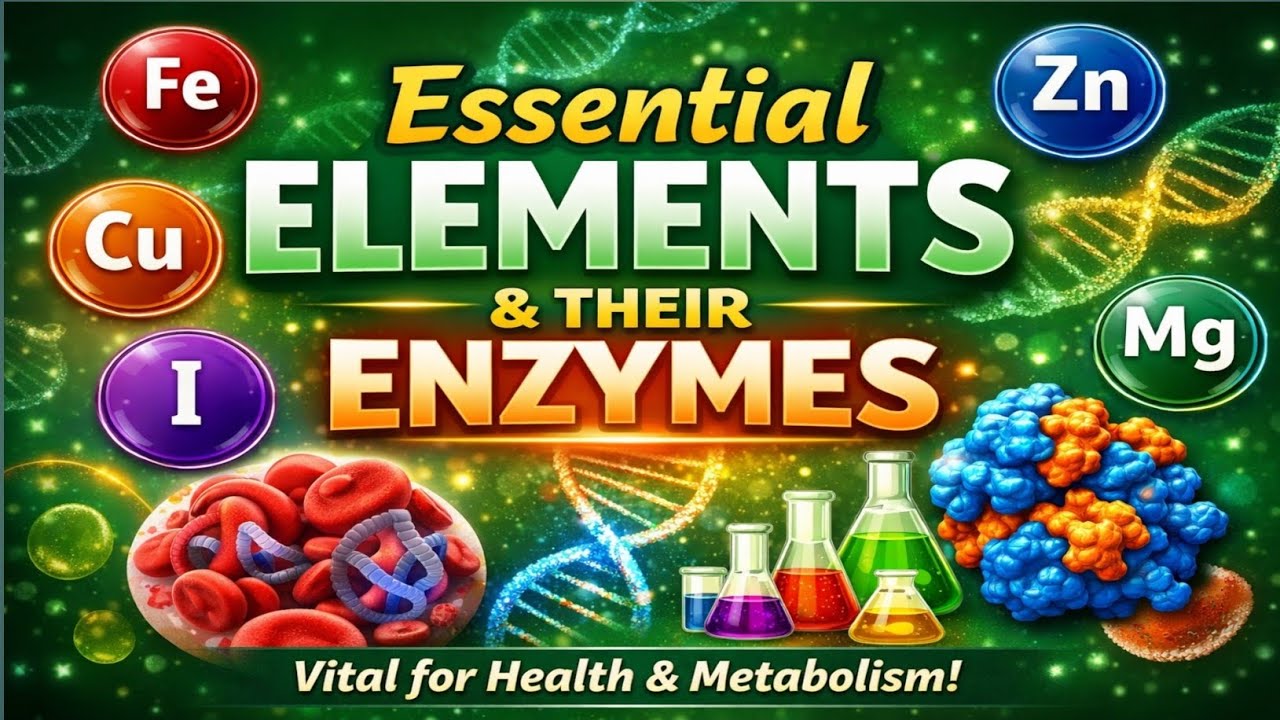 Essential Elements and Their Enzymes | Fe, Zn, Cu, Mg, I Explained in Biochemistry