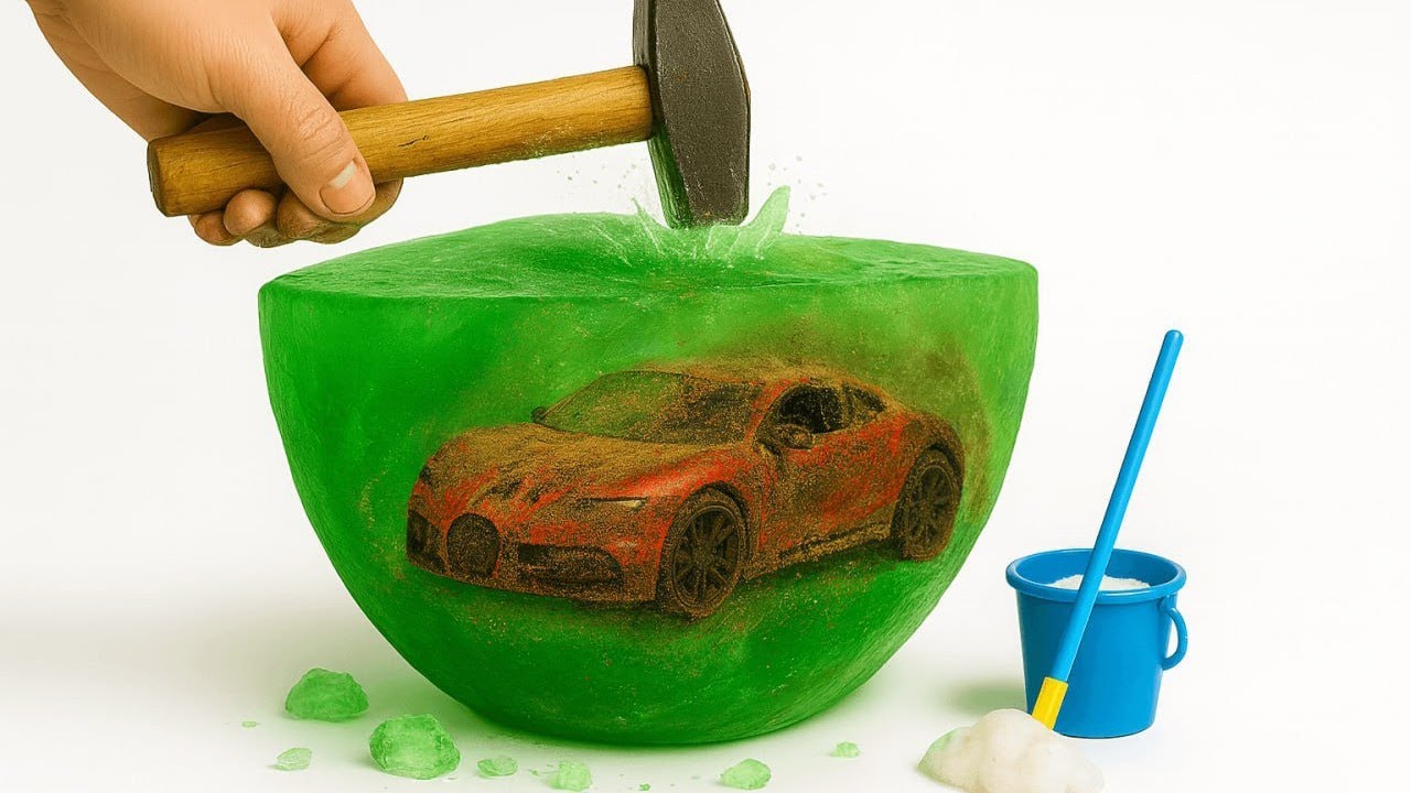 Super-Realistic ASMR Car Wash with a Surprise Inside | Bugatti Divo  Found in Ice🧊🚗#carwash
