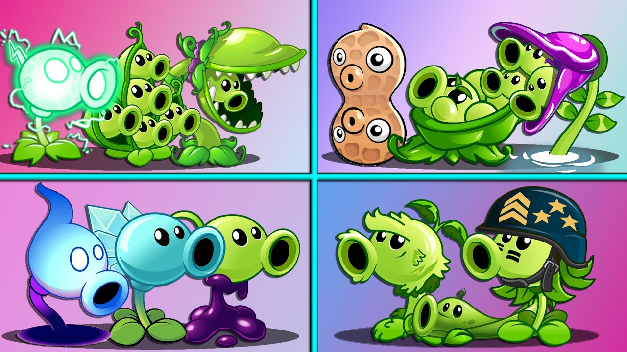 PVZ 2 Challenge - Random 4 Team Pea Plants Battlez - Who Will Win?