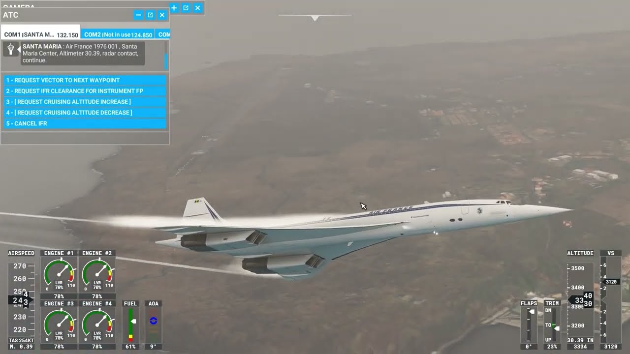 Microsoft Flight Simulator: Santa Maria to Paris Charles de Gaulle with a Concorde