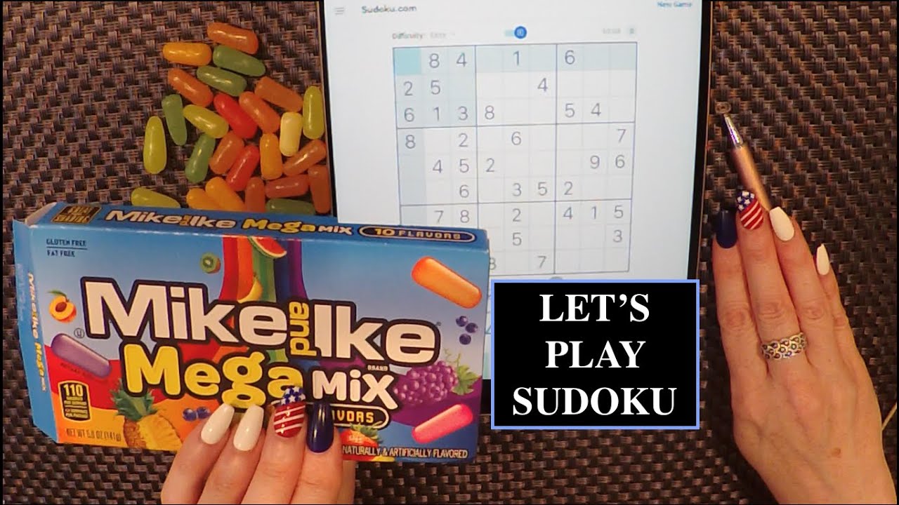 ASMR Eating Mike & Ike | Playing Sudoku on iPad | Whispered