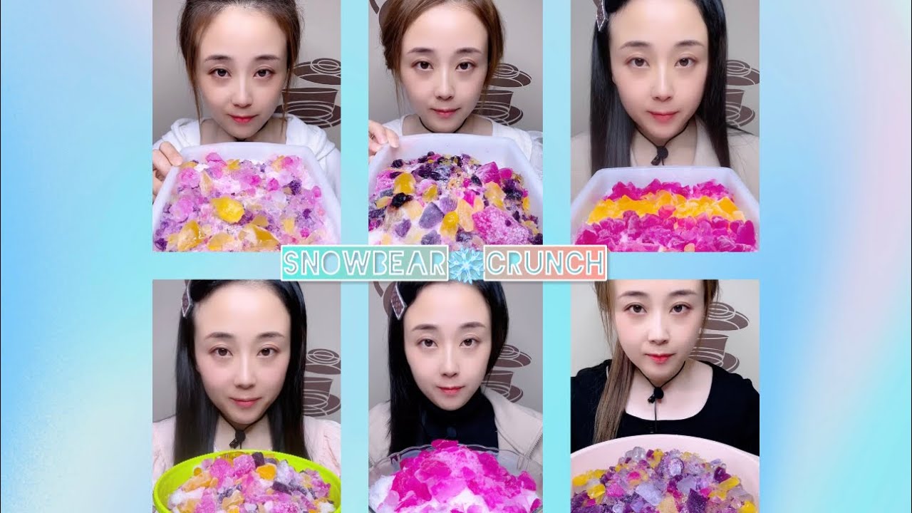 WHITE ICE | COLORFUL CRUSHED ICE | ICE EATING ASMR | SATISFYING CRUNCHES❄️🧊🤍🌈