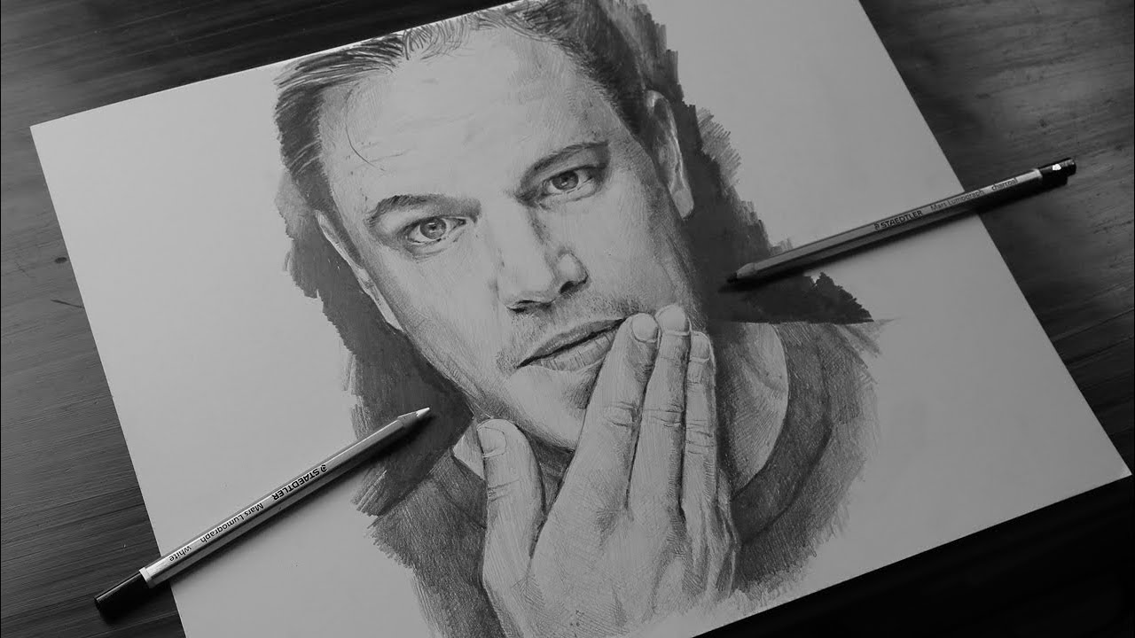 Real Time Drawing using Graphite Pencils - Matt Damon / esquizz