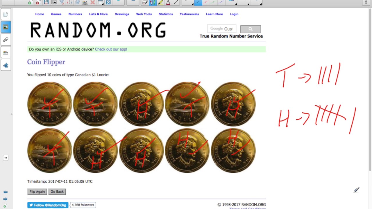 How to Compare Theoretical and Experimental Probability of a 2 sided Coin (Grade 11 College)