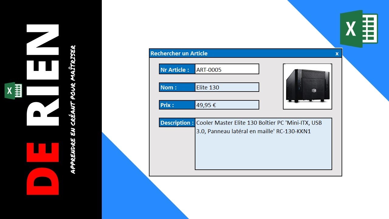comment créer un formulaire dans Excel sans userform