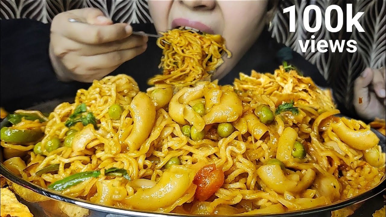 Cooking & Eating Hot & Spicy Maggi Macaroni Fusion 🤤🌶️SPICY FOOD🥵 Mukbang || ASMR || EATING SHOW