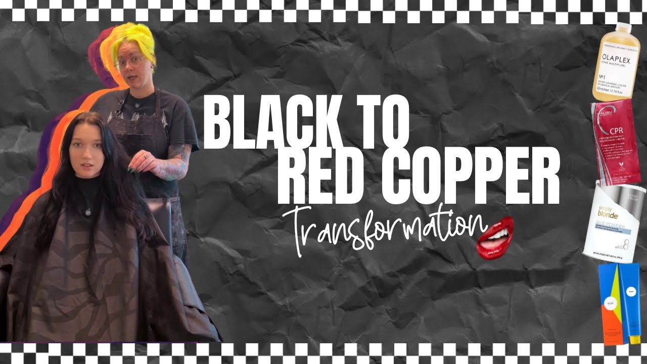 BLACK to Red Copper Hair Color Transformation