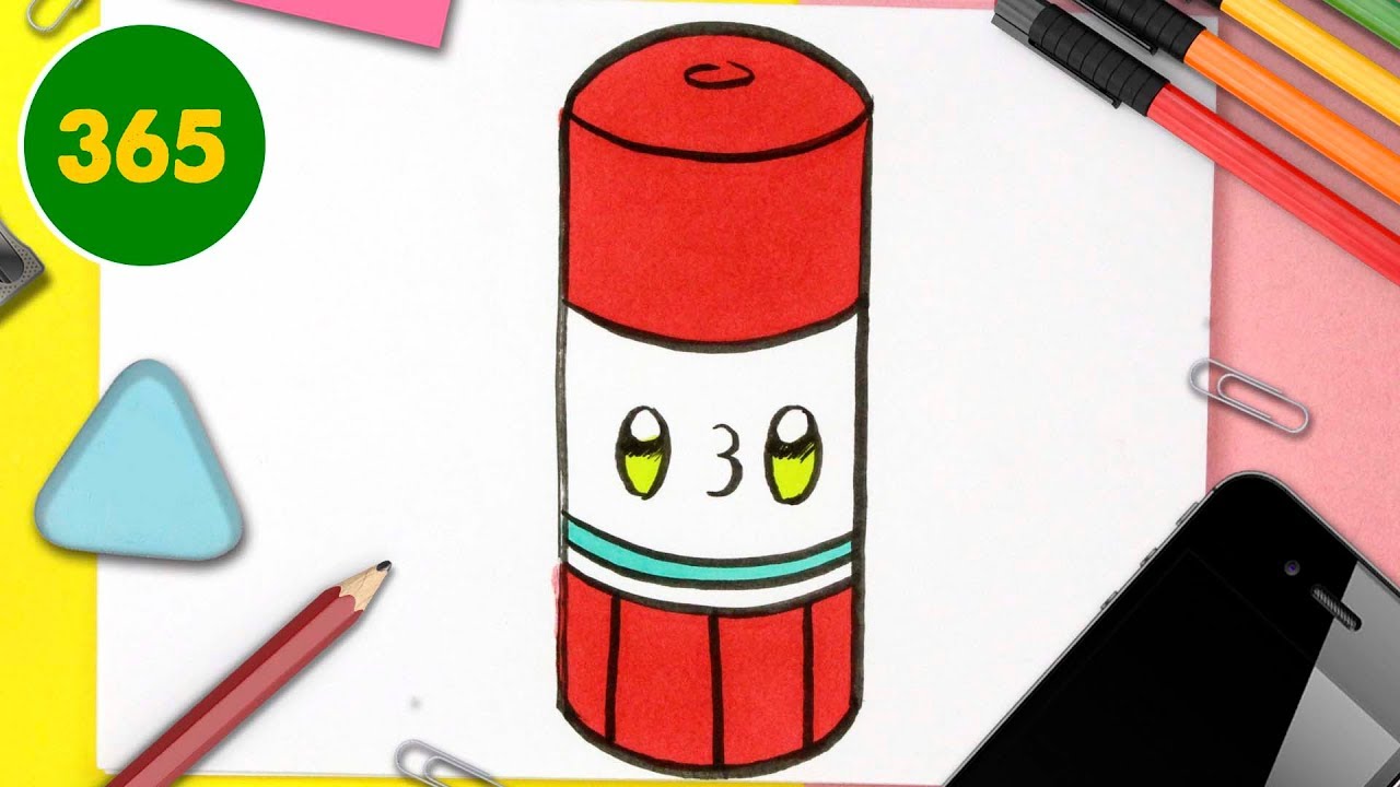 COMMENT DESSINER UNE BARRE DE COLLE KAWAII - Dessins kawaii faciles -  fournitures scolaires kawaii