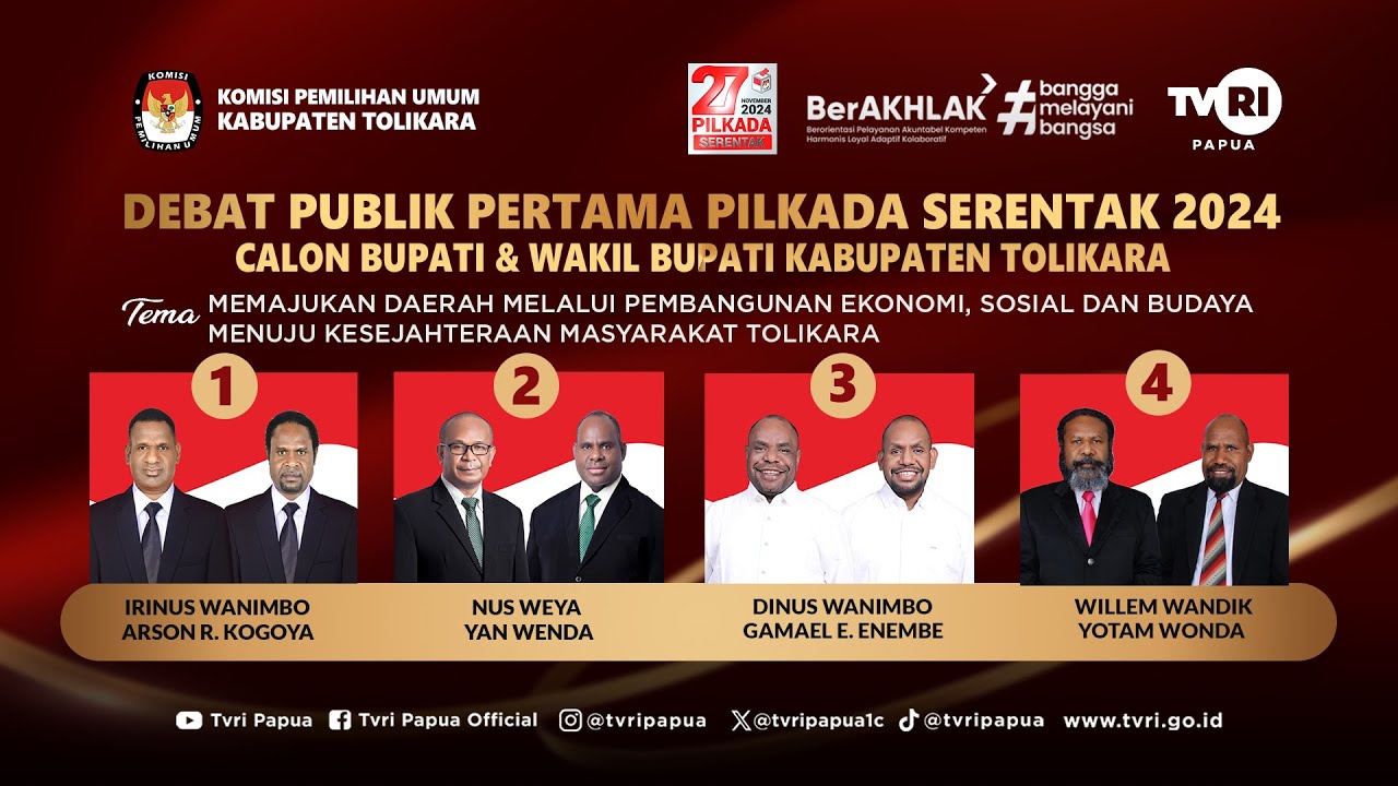 DEBAT PUBLIK PERTAMA CALON BUPATI DAN WAKIL BUPATI KABUPATEN TOLIKARA TAHUN 2024