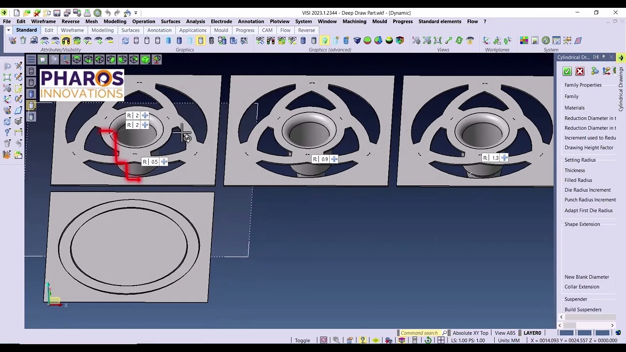 Deep Draw Part Blank Devlopment & Auto Strip Layout using VISI Software