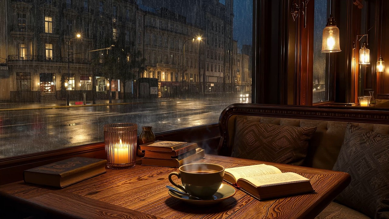 Rainy Urban Night Jazz ☕🌧️ Calm City Ambience for Deep Study & Late-Night Work