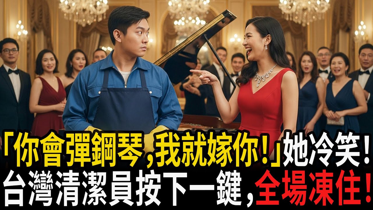 「如果你能彈鋼琴，我就嫁給你！」她冷笑！台灣清潔員只按下一鍵，全場瞬間凍住！#感人故事 #老年故事 #口述故事 #人生故事 #幸福故事