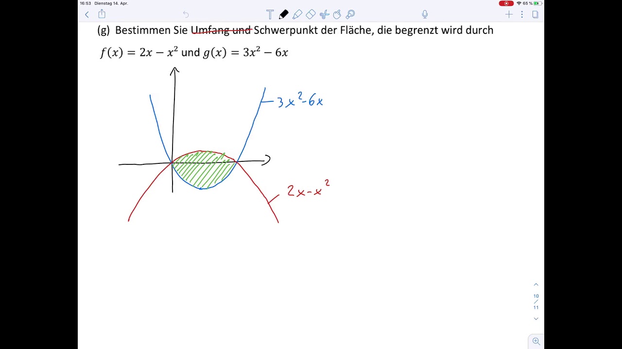 Übungsblatt4 Aufgabe g – Integration Schwerpunkt
