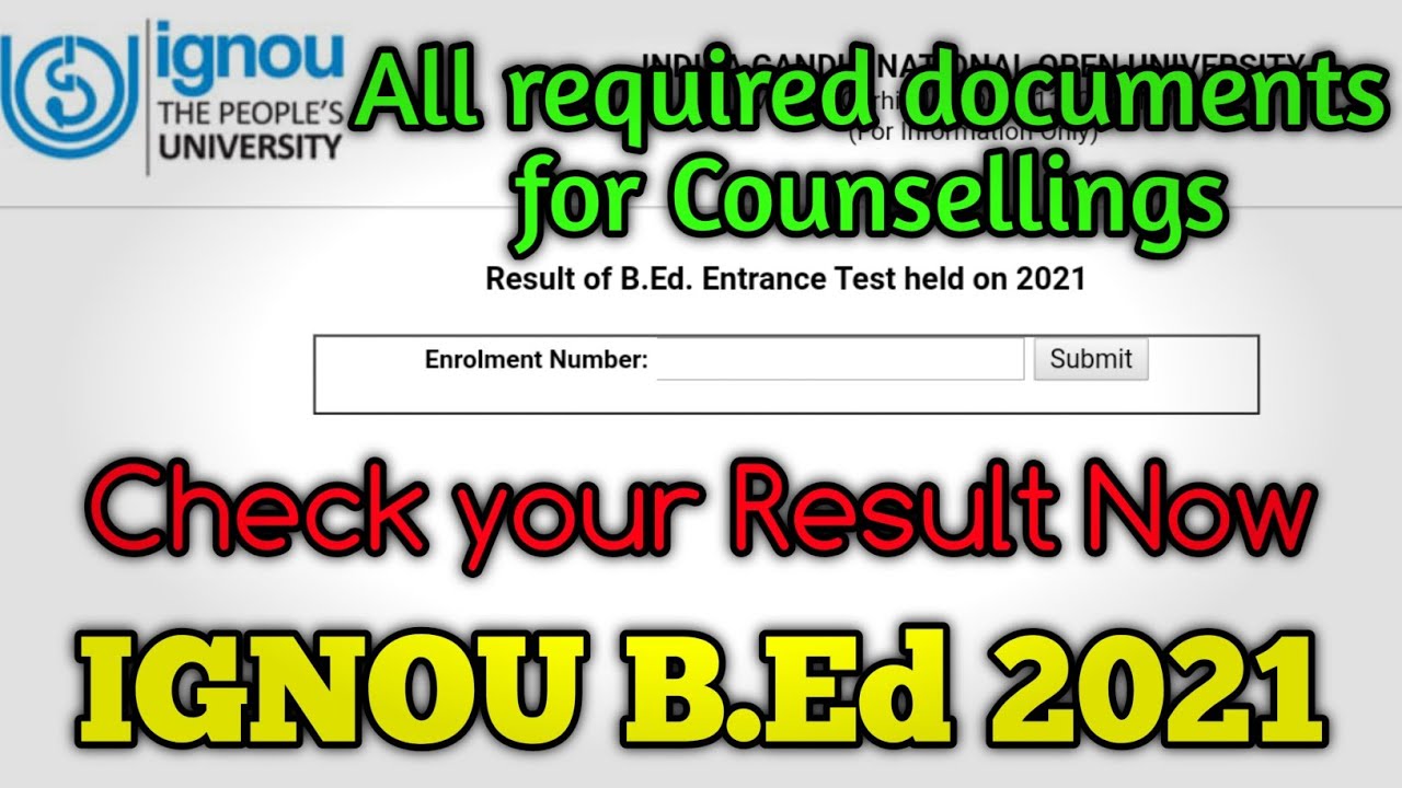 IGNOU BEd 2021 Result | IGNOU BEd result | BEd result 2021 IGNOU | MyStudyTime