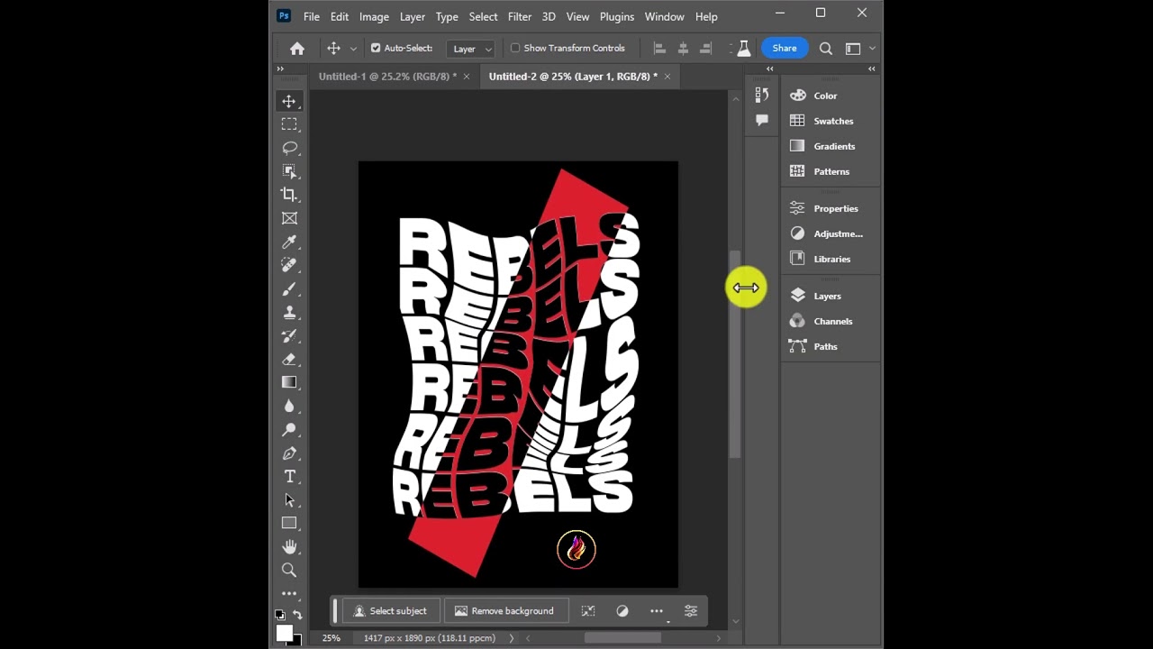 #61 Rebels - Modern typography t-shirts design.  #photoshop #designtutorial #tshirtdesign