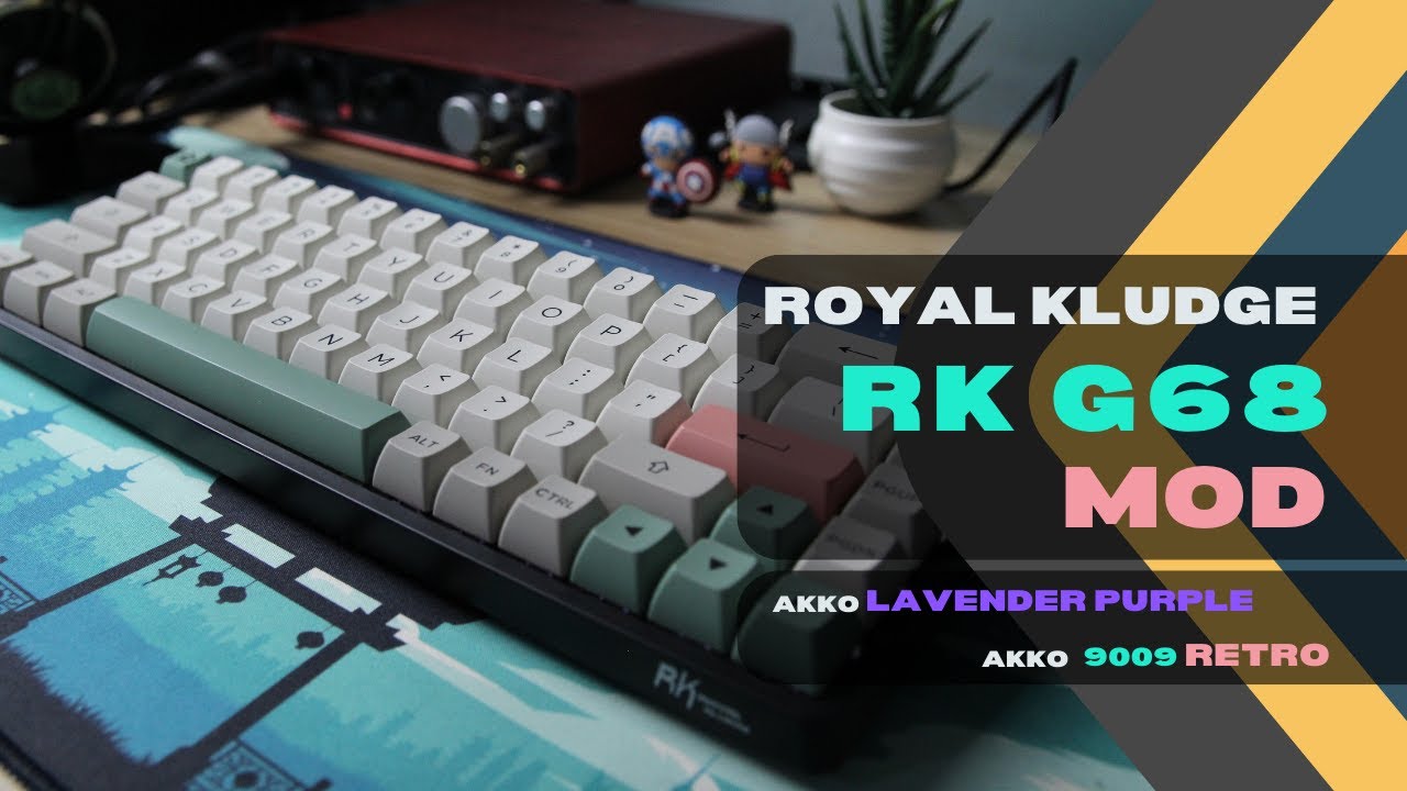 Royal Kludge RKG 68 Mods - Part 2 (feat. Akko Lavender Purple & Akko 9009 Retro Keycaps)