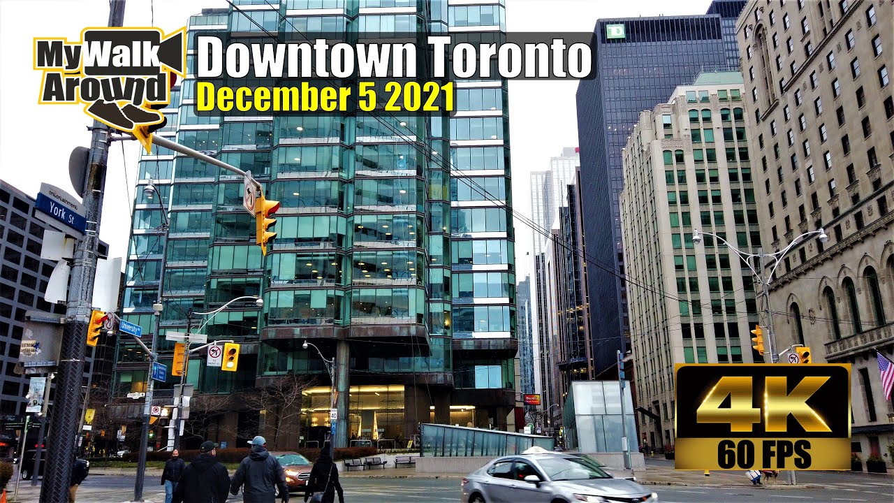 Downtown Toronto walking tour on a gloomy December 5 2021 (4k Toronto video)