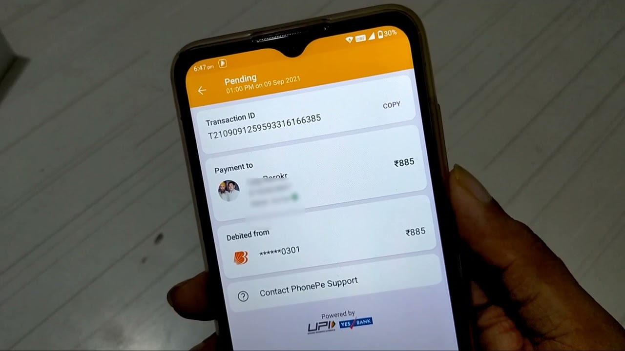 How to solve pending problem in phonepe.