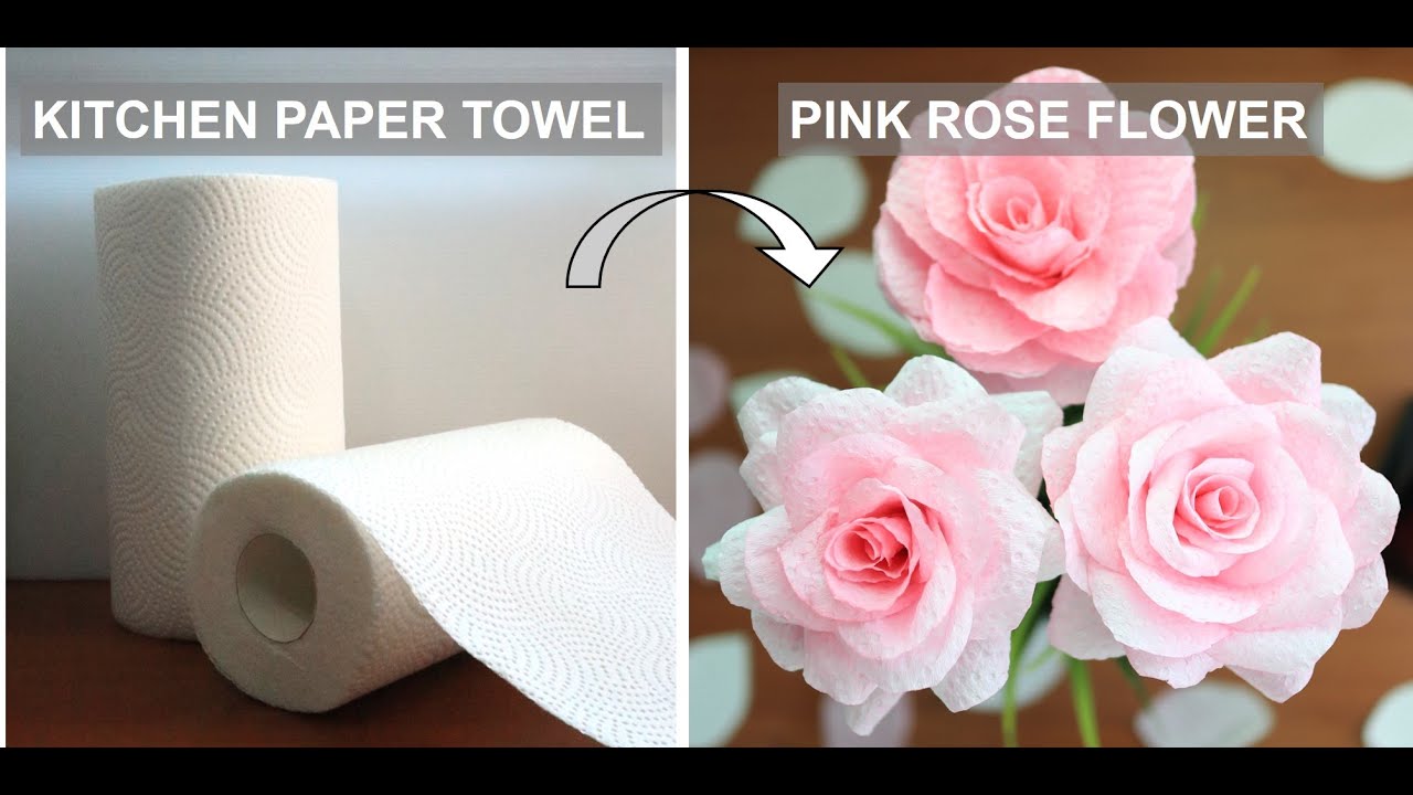 DIY CRAFT | Kitchen Paper Towel Tissue to Pink Rose Flower