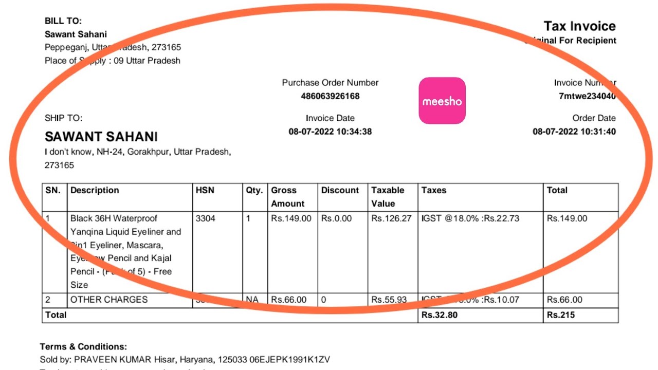 How to generate bill from Download Invoice in Meesho! Generate payment receipt bill for Meesho or...