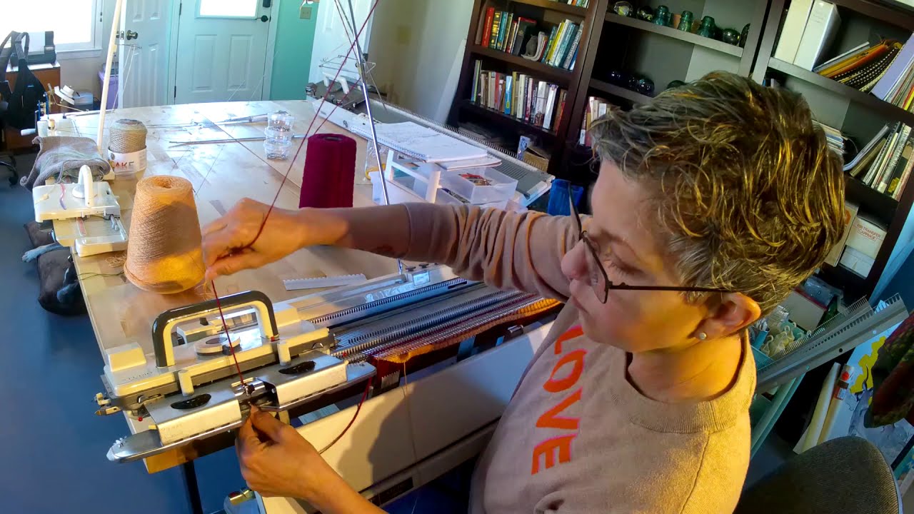 Time Lapse - Knitting A Fair Isle Hat On A Vintage Flatbed Knitting Machine