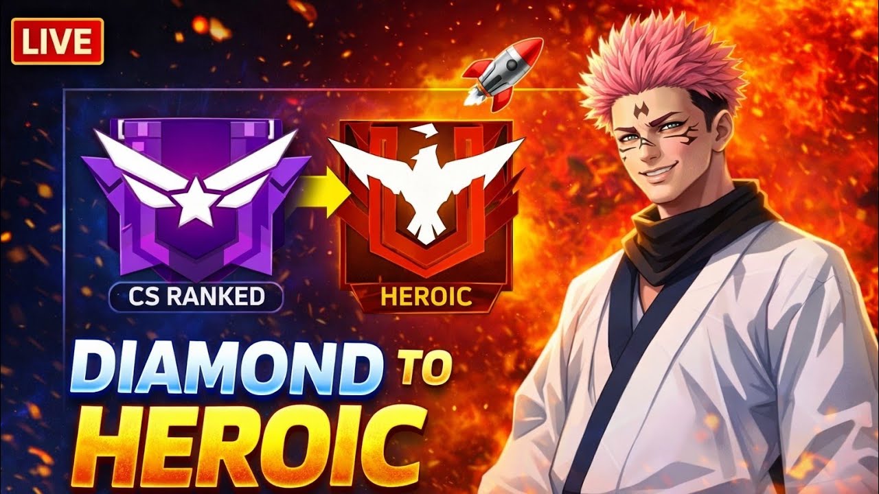 DIAMOND TO HEROIC 🔥 CS RANK PUSH LIVE | Sukuna Bundle Gameplay 😈