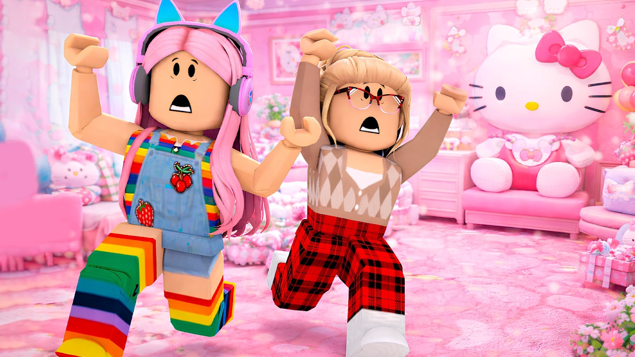 ¡HUYENDO DE LA CASA DE HELLO KITTY CON LA ABUELA! ROBLOX Spanish