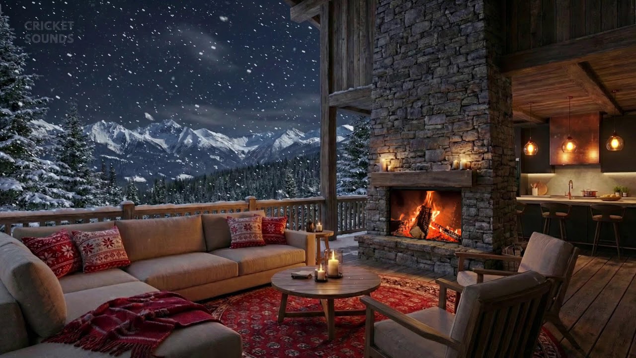 Cozy Winter Snowfall ❄️ Smooth Jazz Piano & Crackling Fire for Study Nights