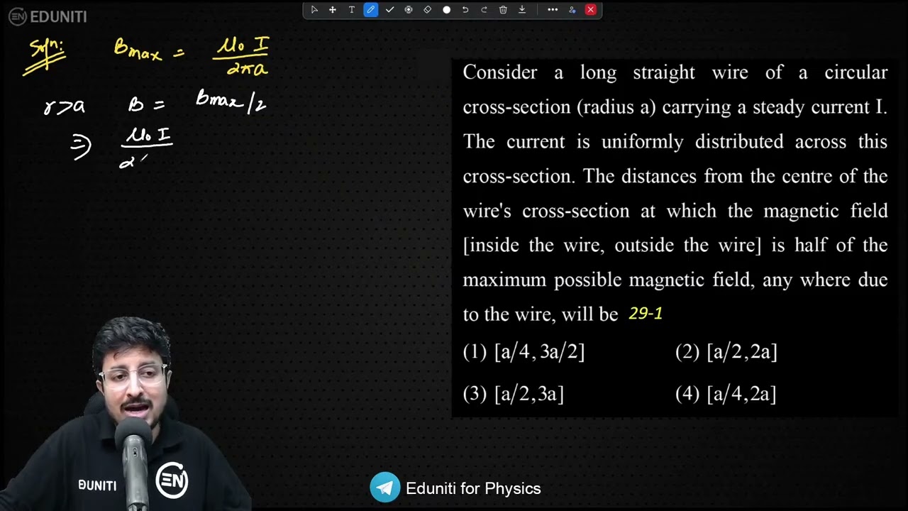 Consider a long straight wire of a circular cross-section (radius a) carrying a steady current I. Th