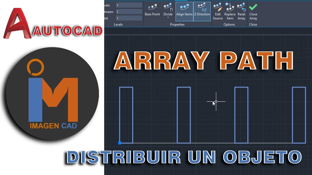 como DISTRIBUIR OBJETOS a los largo de una LINEA GUIA en AUTOCAD |ARRAY PATH | RUTA DE MATRIZ