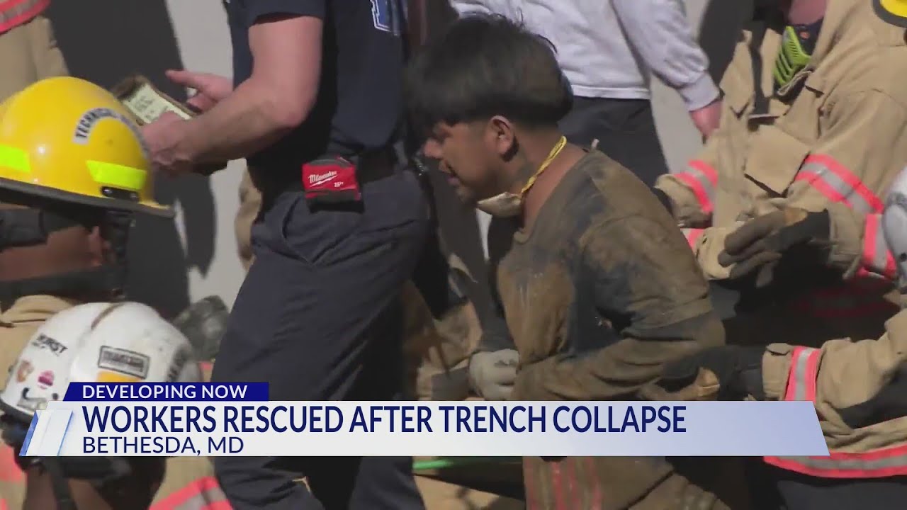 Two construction workers rescued after dirt caves in, partially burying them in Bethesda