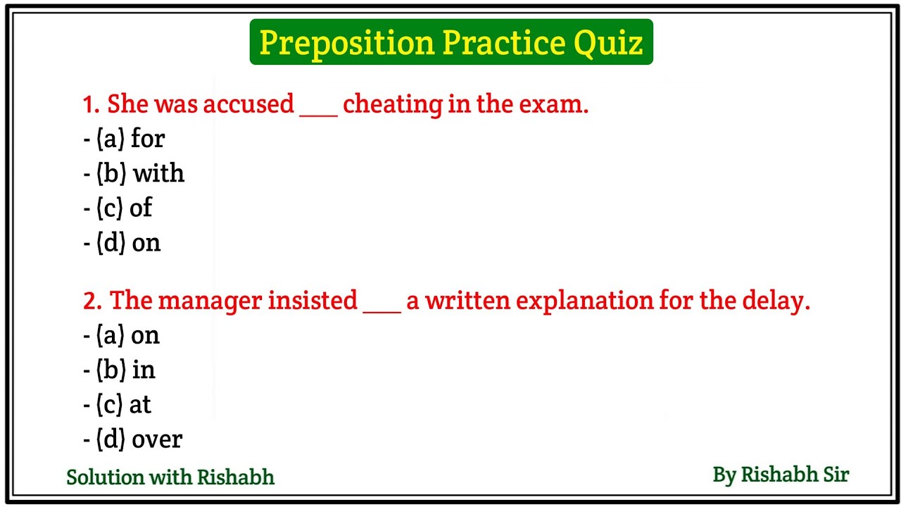 Preposition objective questions | Preposition in english grammar | Prepositions practice exercises
