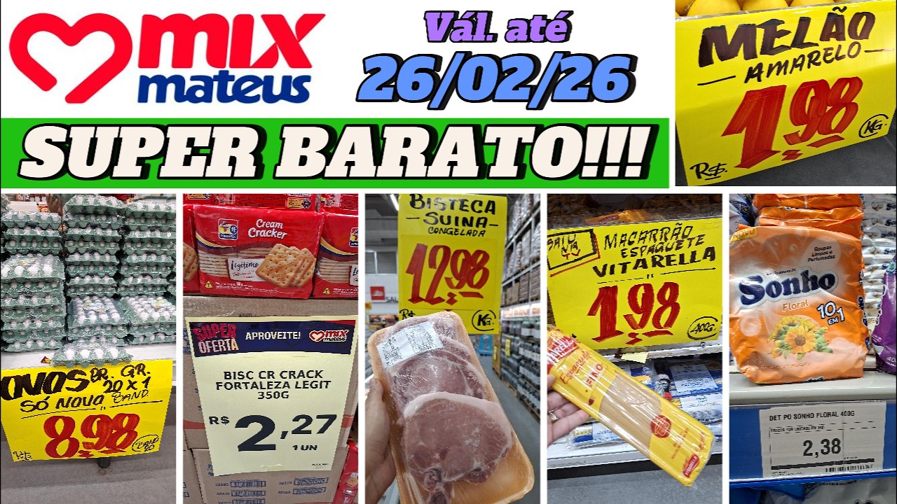 🚨 PREÇO BAIXO NO MIX MATEUS - 📢 OFERTAS: HORTIFRUTI, ARROZ, OVOS, CARNE, SABÃO, FEIJÃO E MUITO MAIS