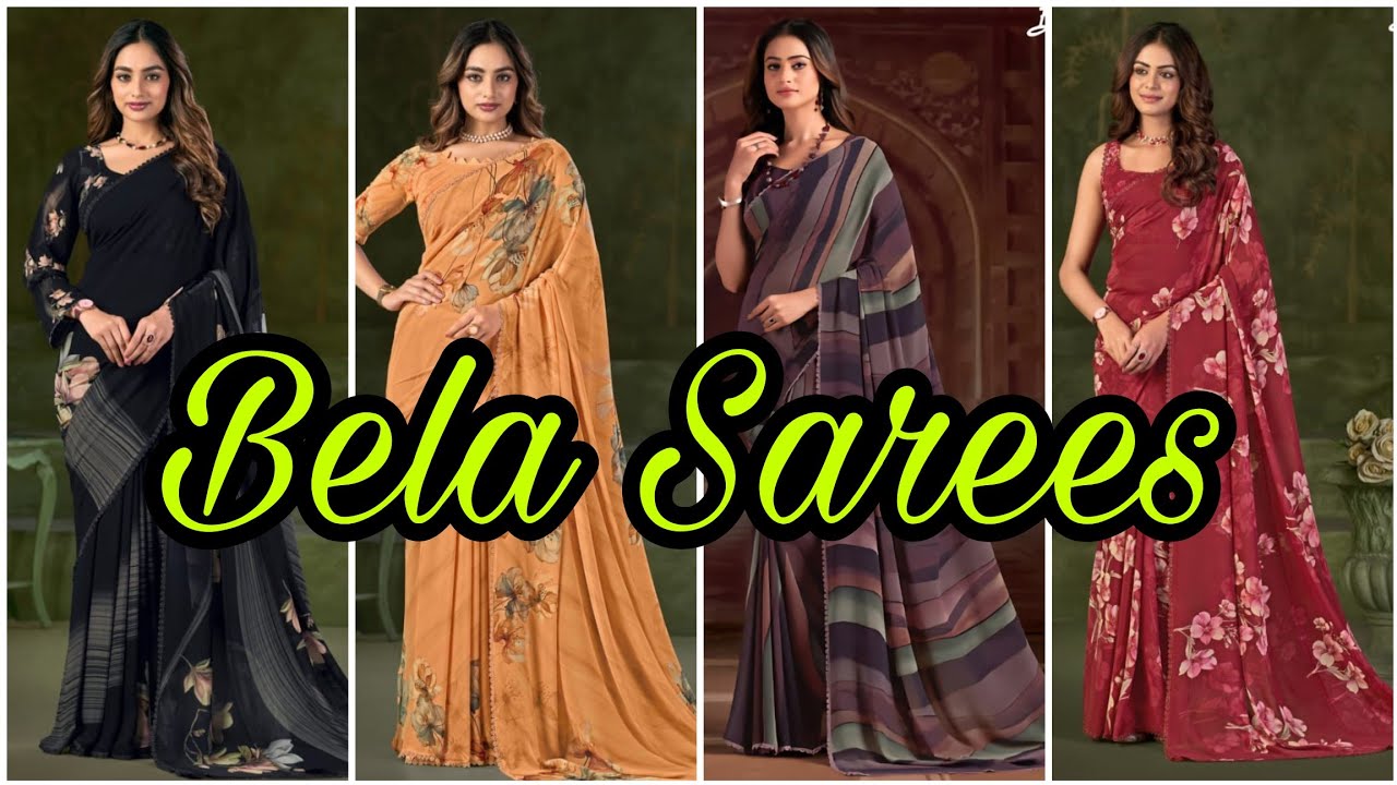 Bela Brand Soft Georgette Digital Print Sarees | Thread Piping | Office Wear Saresz Collection 