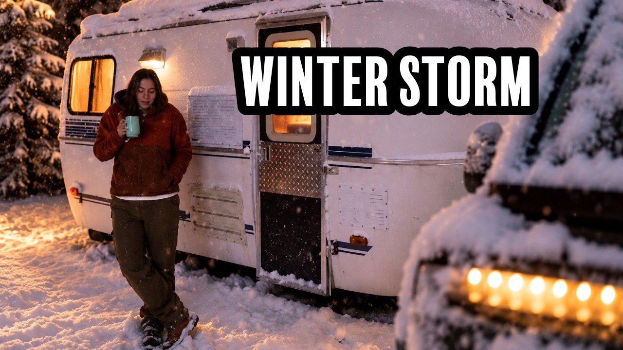 Surviving a Bomb Cyclone in My 17FT Camper with My Dog in Central Washington!
