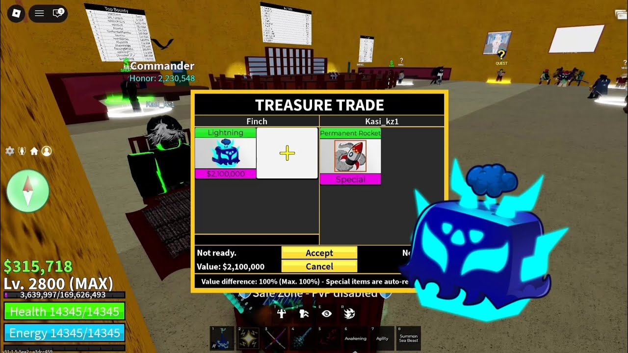 [Blox Fruits] Торговля фруктами молнии и оценка предложений других игроков