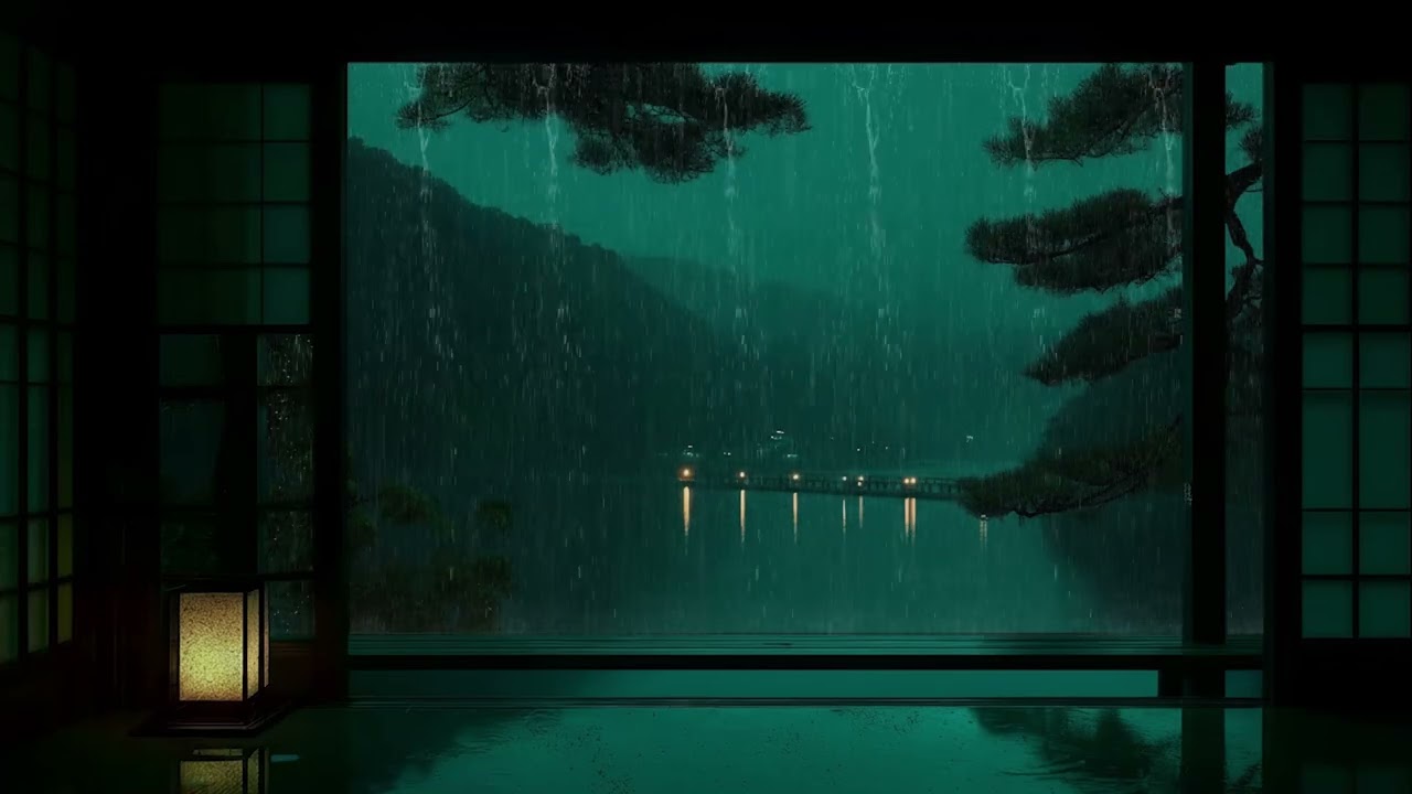 Rain Sounds from a Quiet Waterside Window 🌧️  | Dark Room Ambience for Deep Sleep & Relaxation