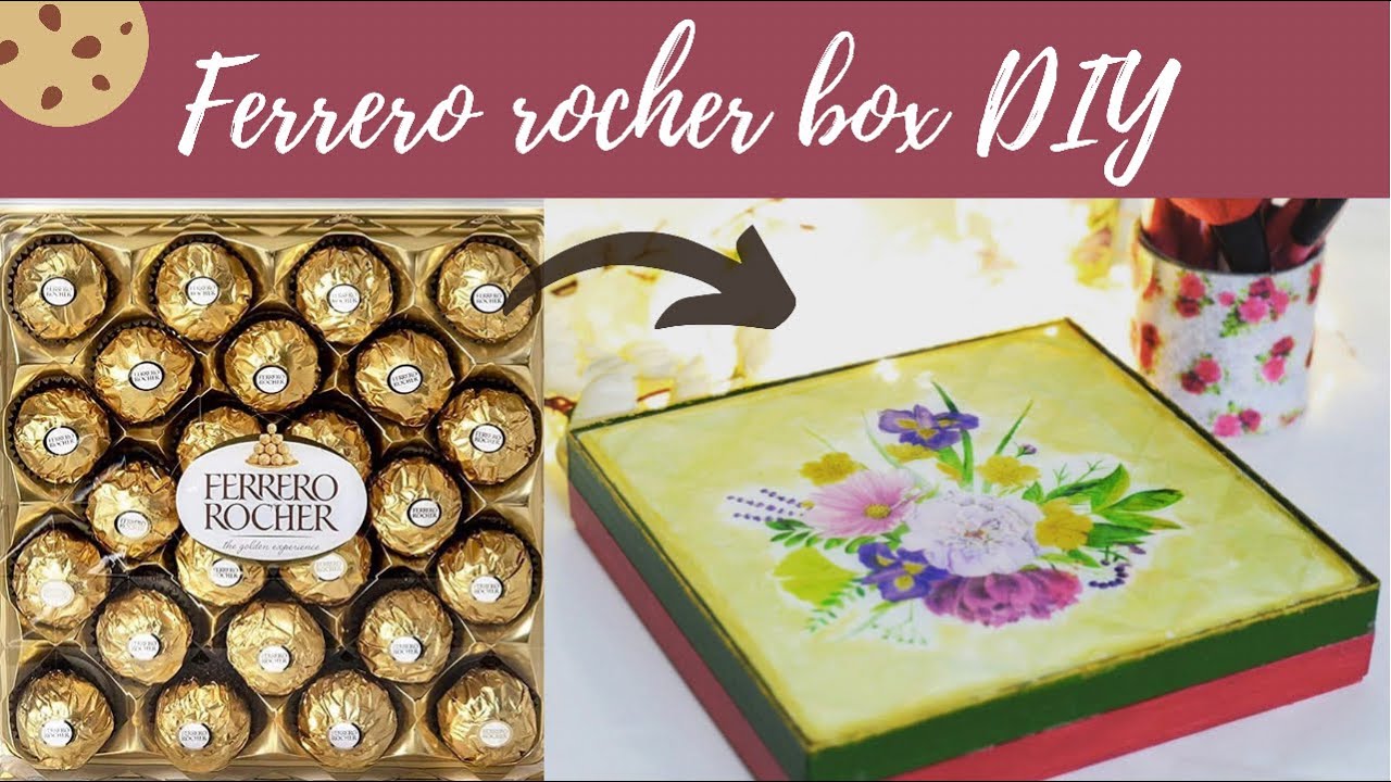 Ferrero Rocher box DIY | Jewellery and makeup storage | Recycle box |  Decoupage art | Recycle box