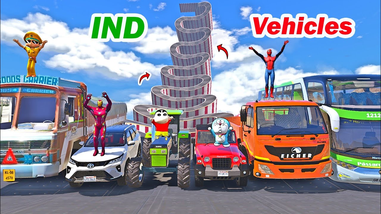 gta 5 Indian vehicles curved bumps ramp challenge | gta 5 in telugu | steering wheel