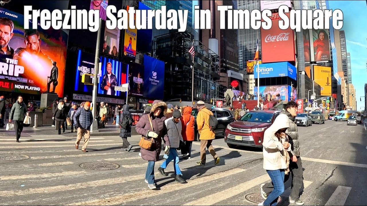 Freezing Saturday in Times Square NYC | Winter Storm Coming (Jan 24 Afternoon Walk)