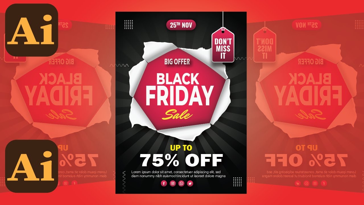 Illustrator CC Tutorial | Graphic Design | Black Friday Advertising Poster Design
