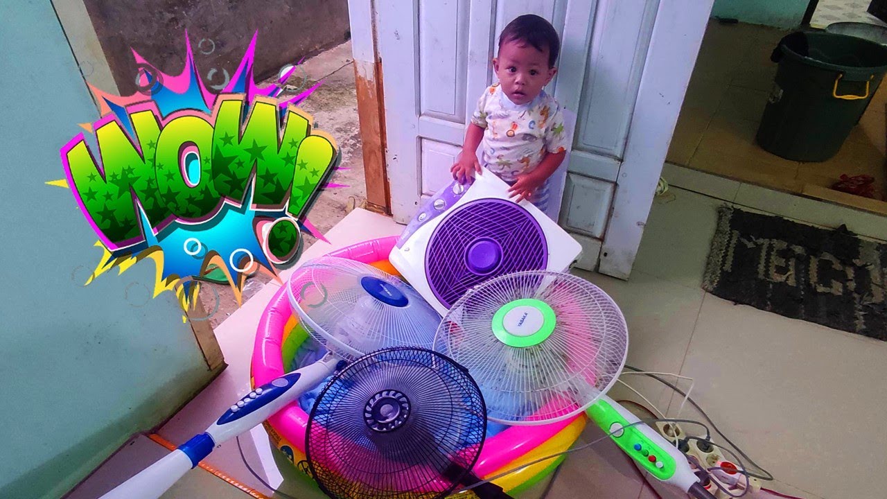 Drama memandikan kipas angin di kolam kecil #ventilador ‼️