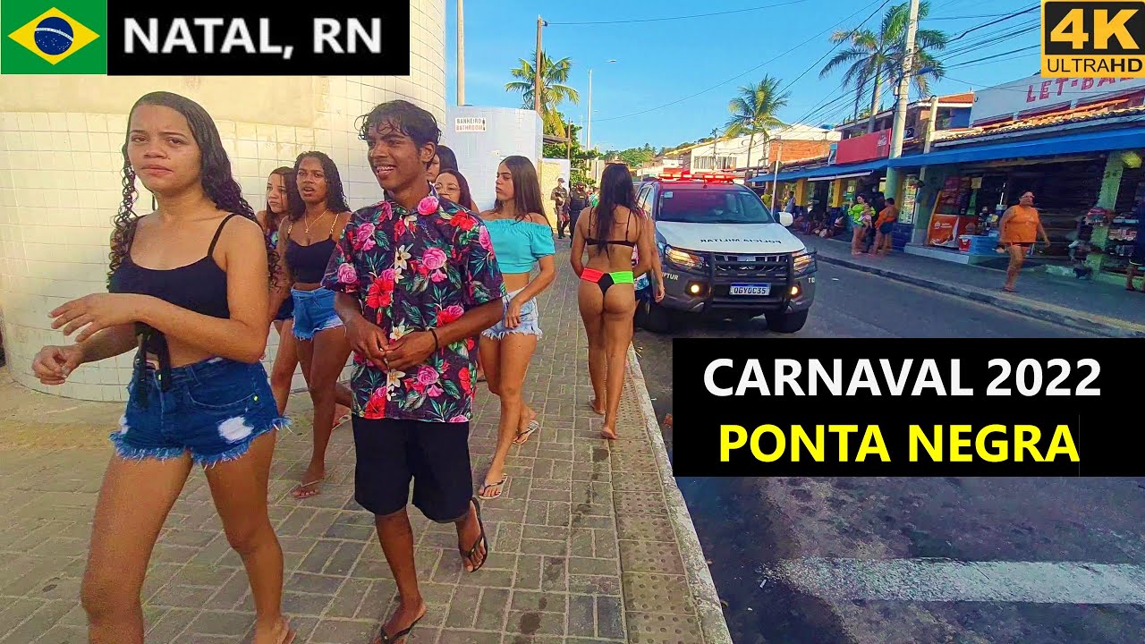 Ponta Negra during Carnival 2022 - Natal, Rio Grande do Norte, Brazil. 4K beach walk.