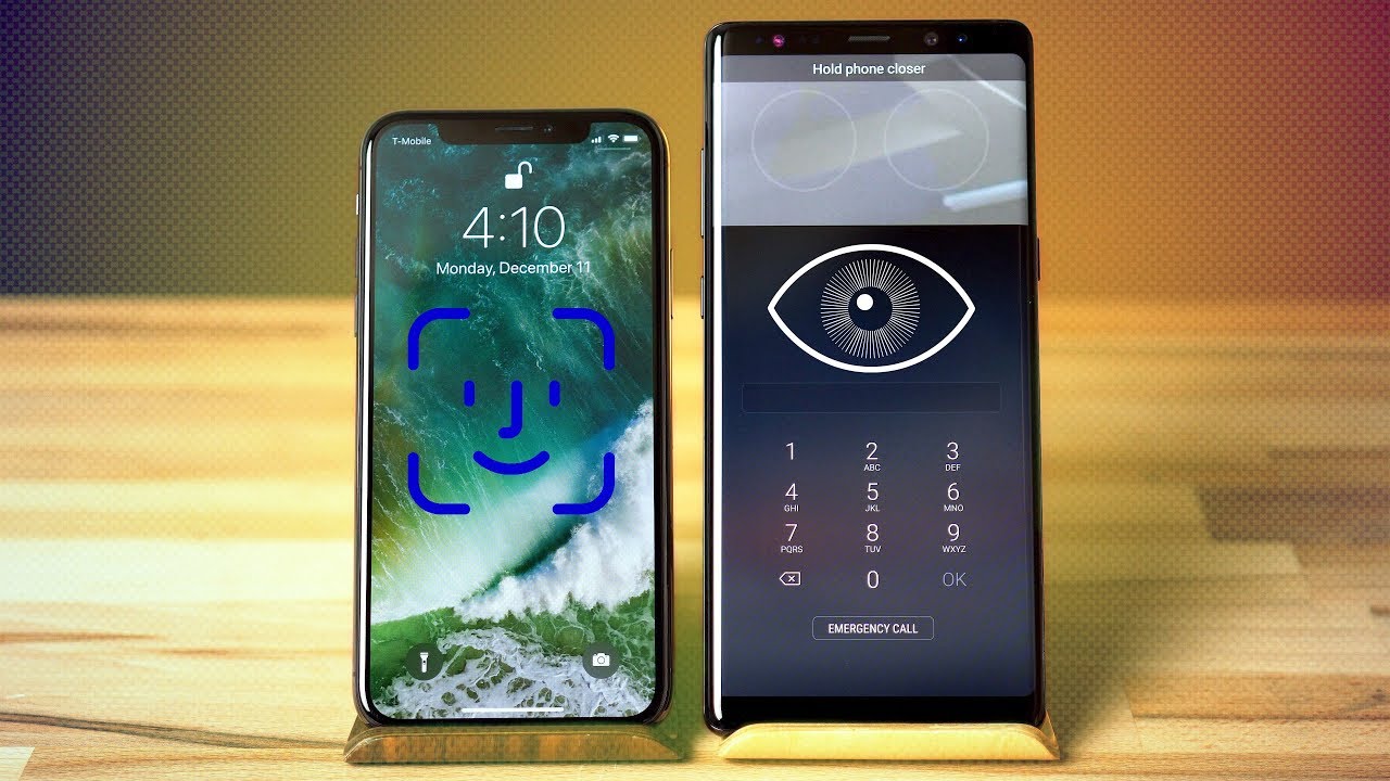Face ID vs Iris Scanner & Face Recognition - iPhone X vs Note 8