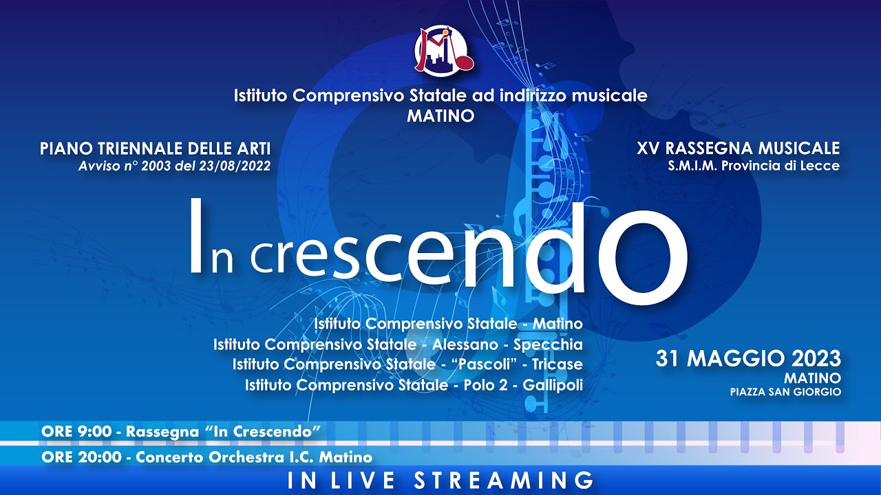 XV RASSEGNA MUSICALE InCrescendo - 31 Maggio 2023 ORE 9:00 - in live Streaming