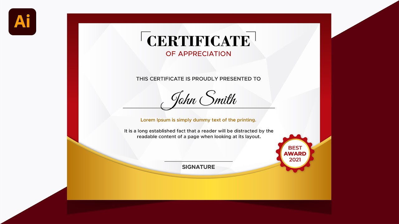 Creating a Professional Certificate Using Adobe Illustrator CC | Adobe Illustrator Tutorial CC 2021