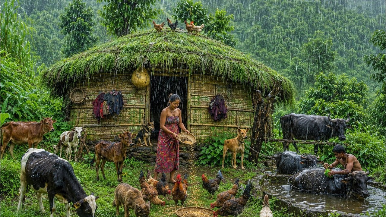Real Himalayan Nepali Mountain Village Life During Heavy Rain | Rainy Season Documentary Video 